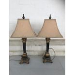 A pair of tall baluster table lamps, 75 cm