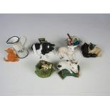 Six Border Fine Arts figurines including 'On the farm' series, Black faced lamb and boots A0171,