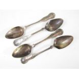 Four early Victorian silver tea spoons, GW, Glasgow, 1842