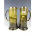 A pair of large Ridgway Robert Burns jugs (one a/f)