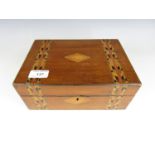 A Victorian inlaid walnut sewing or jewellery box