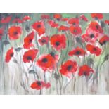 A contemporary study of poppies, guache, 36 cm x 53 cm