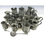 A large quantity of mostly 19th Century pewter, including a quart tankard engraved 'A. McWilliam 582