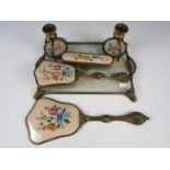 A 1940's hand embroidered dressing table set