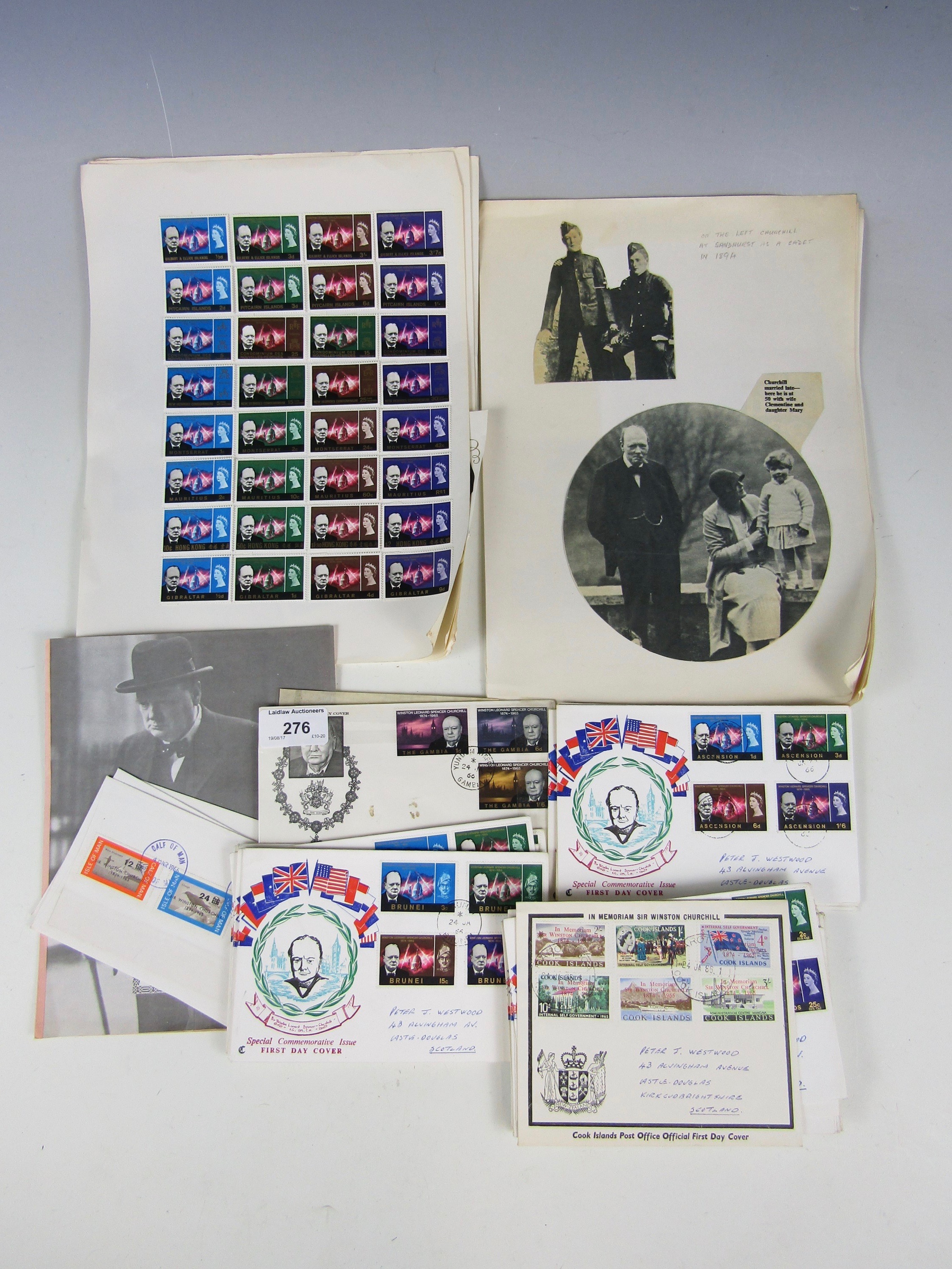 A quantity of Winston Churchill first day covers and related stamp sheets etc