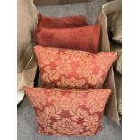 Two pairs of contemporary down filled scatter cushions, one set in a floral brocade, the other in