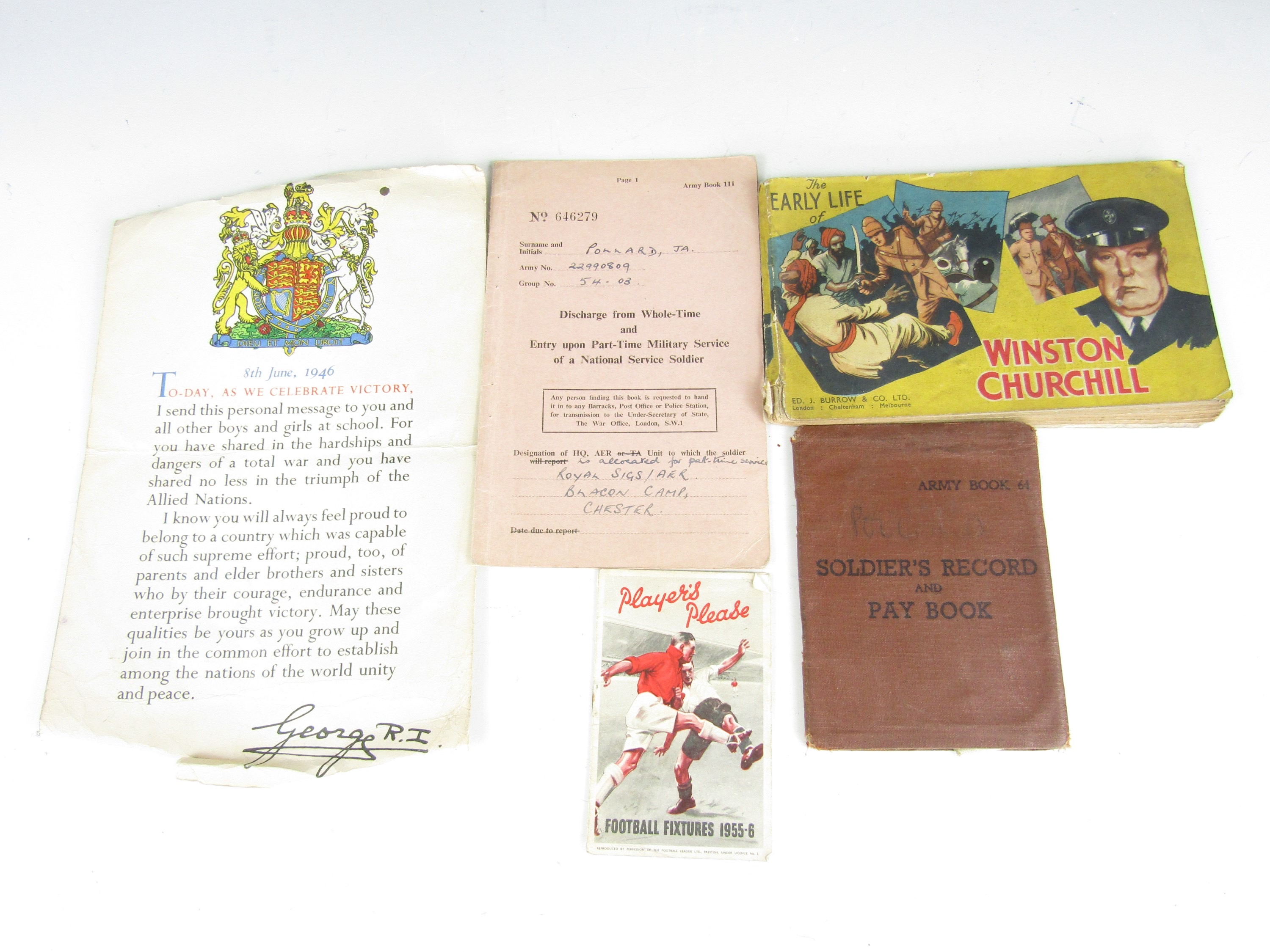 A group of Second World War and National Service related ephemera