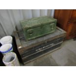 An F P Baker & Co Ltd Naval and Military outfitters large wooden trunk together with a military