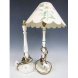 Two contemporary lamps depicting dragonflies and bluebells