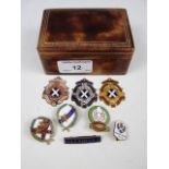 Sundry enamelled dancing awards in box