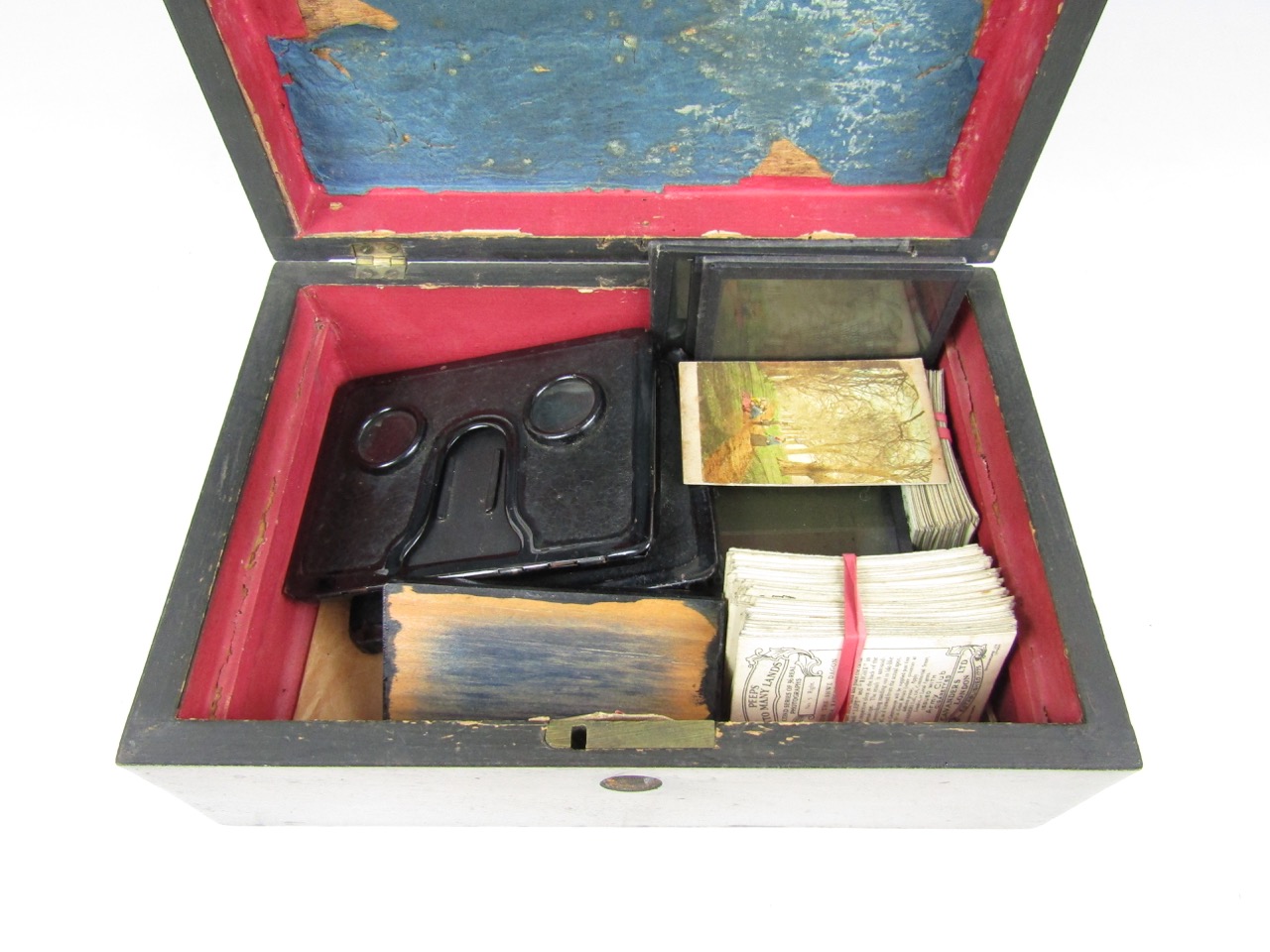 Two slide viewers together with a mahogany box etc