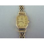 A lady's 9ct gold cased Uno Depuis 1795 wristwatch, with quartz movement, on a 9ct gold bracelet