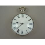A George III silver cased pocket watch by J White of London, having verge movement, white