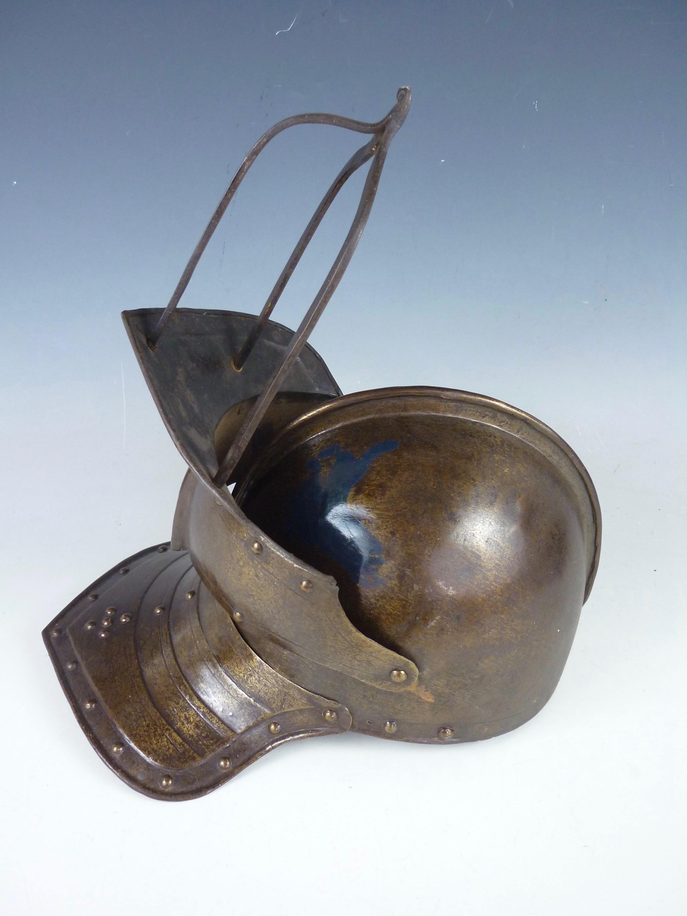 A mid 17th Century English harquebusier's three-bar pott / helmet - Image 2 of 4