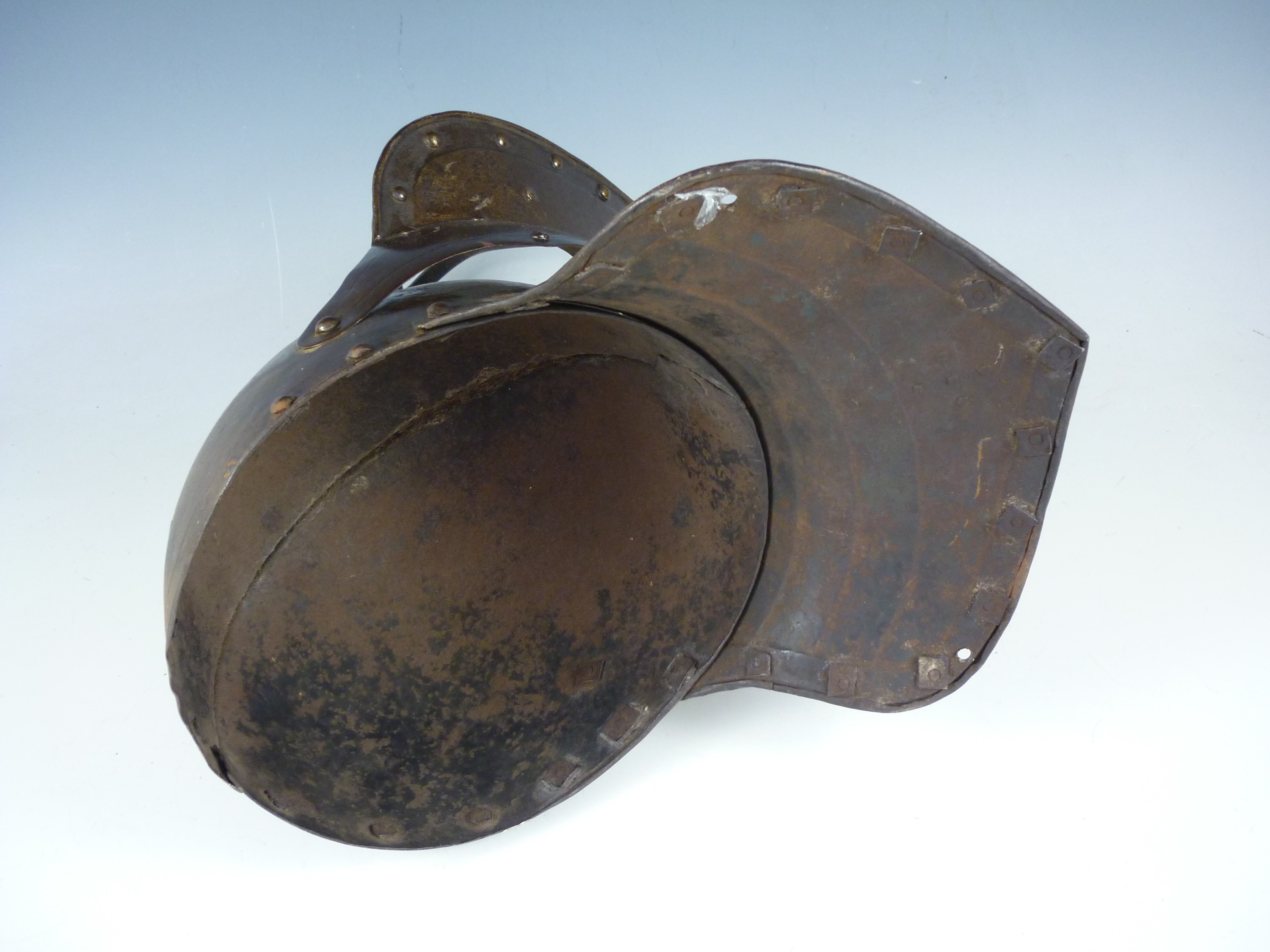 A mid 17th Century English harquebusier's three-bar pott / helmet - Image 4 of 4