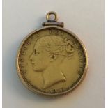 An 1853 gold Sovereign in pendant mount