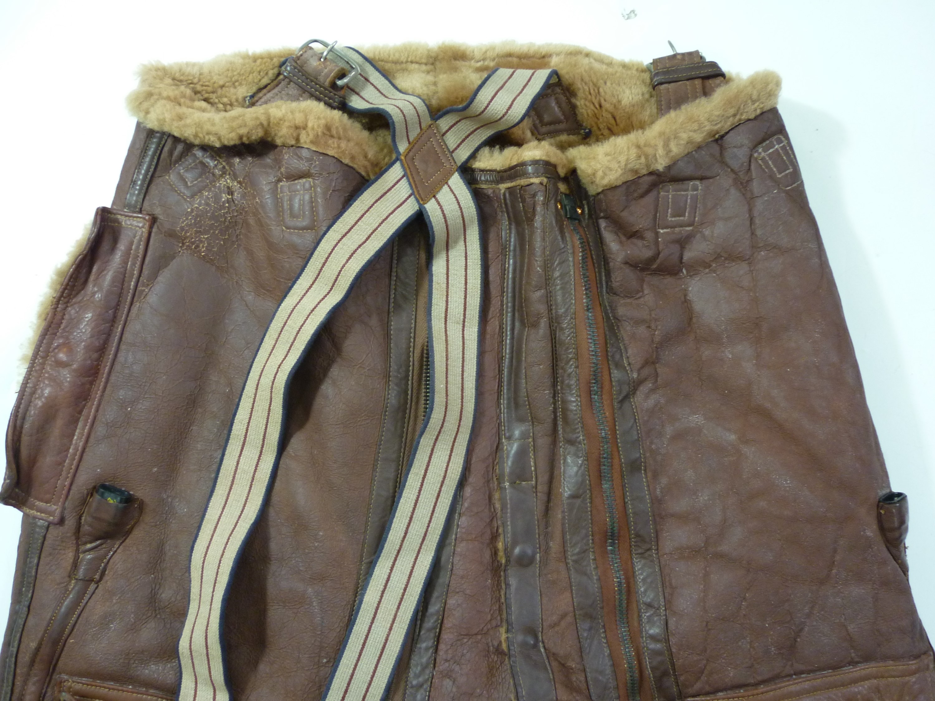 A pair of Second World War RAF Irvin electrically-wired sheepskin flying trousers, Air Ministry - Image 2 of 3