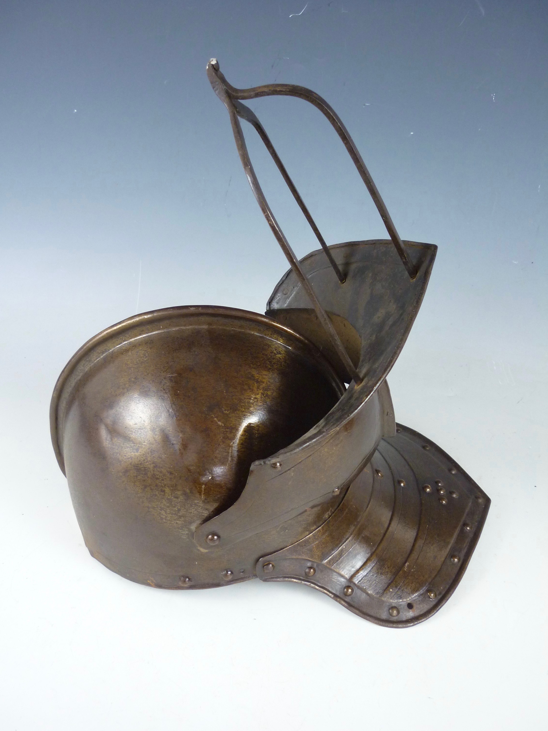 A mid 17th Century English harquebusier's three-bar pott / helmet - Image 3 of 4