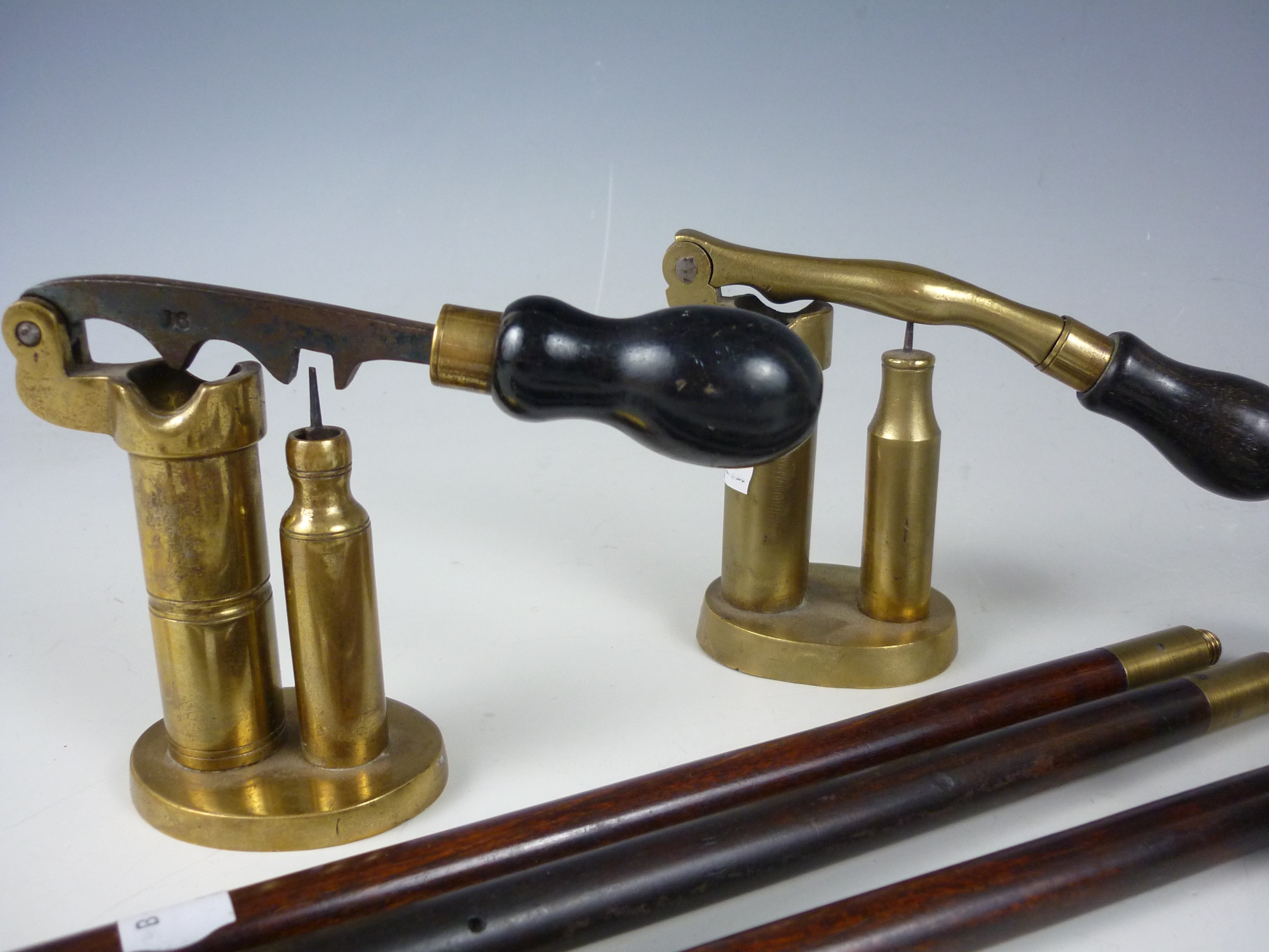 A group of late 19th Century gun tools including cartridge makers, a powder measure and barrel - Image 2 of 3