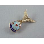 An enamelled 9ct gold RAFA lapel badge, 2.3g