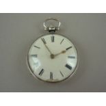 A George III silver cased pocket watch by James Carruthers of Carlisle, having verge movement, white