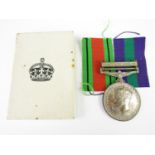 A General Service Medal with Palestine 1945-48 clasp to Mrs C Peyton