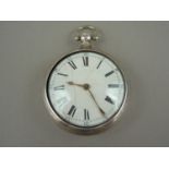 A George III silver pair cased pocket watch by D Maston of London, having verge movement, white