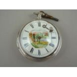 A George III silver pair cased pocket watch by Goodall of Coventry, having verge movement, white