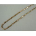 A 9ct gold box link guard chain, 148 cm, 50.7g