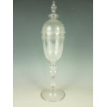 Apsley Pellatt An extremely fine engraved glass goblet and cover, the latter domed, the goblet