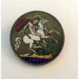 An enamelled and brooched 1887 silver Crown