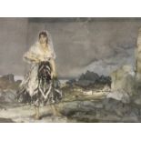 After Sir William Russell Flint (1830-1969) Study of a maja, offset lithograph, pencil signed by the