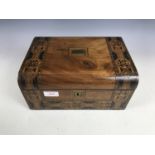 A late 19th / early 20th Century walnut inlaid and domed top work box