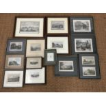 A large collection of period etchings depicting Carlisle after Nutter et al., framed and mounted