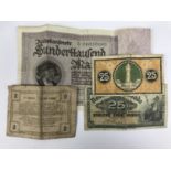 Sundry banknotes including Imperial and Weimar German