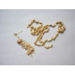 A 9ct gold rope link neck chain (a/f), together with other fine link neck chains (a/f), 7g