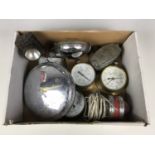 A quantity of pressure gauges and automotive lamps etc