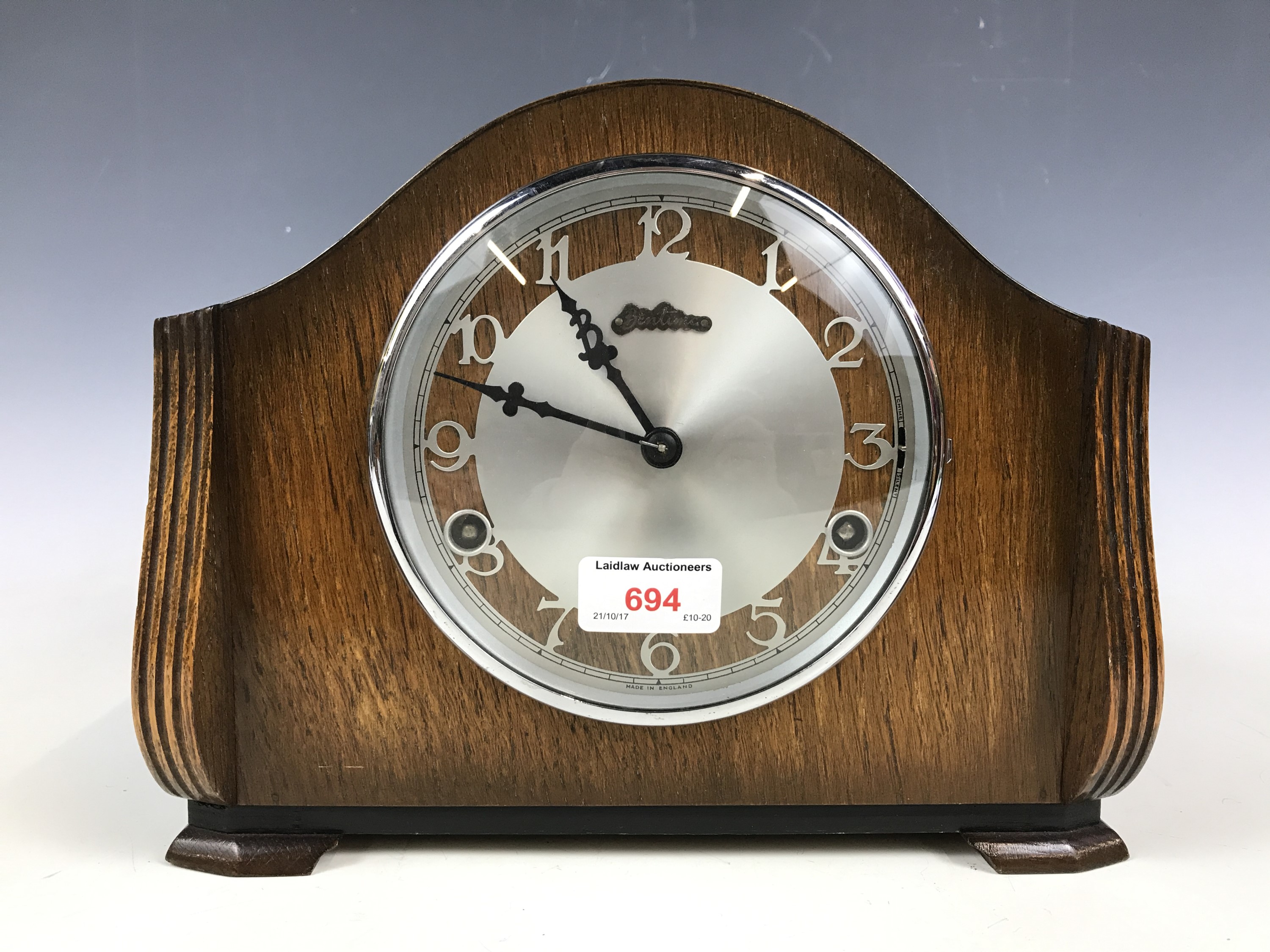 A mid 20th Century Bentima oak cased mantel clock