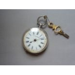 A late Victorian lady's silver cased La Premiere fob watch with key wound movement and gilt enriched