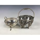 An electroplate sugar bowl and an electroplate basket