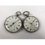 Two Victorian silver pocket watches, having key-wound lever movements, by Wheatley of Carlisle