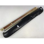 A Riley two piece ash snooker / pool cue with spliced butt