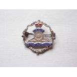 An enamelled and marcasite-set white metal Royal Artillery sweetheart pendant / brooch