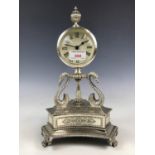 A reproduction electroplate mantel clock