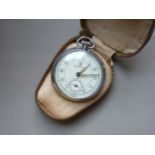 A vintage Services pocket watch with faux leather case