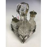 A Beresford electroplate and glass cruet set