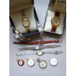 Sundry vintage and modern wrist and pocket watches, including a lady's boxed Rotary wristwatch and