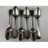 Six monogrammed silver teaspoons