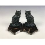 A pair of cast owl bookends