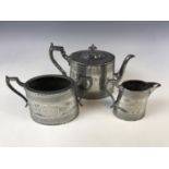 A James Dixon and Son three piece electroplate tea set